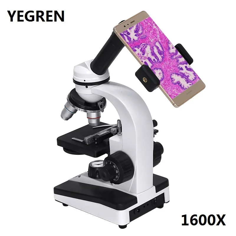 40X 1600X Monocular Biological Microscope Illuminated Bio