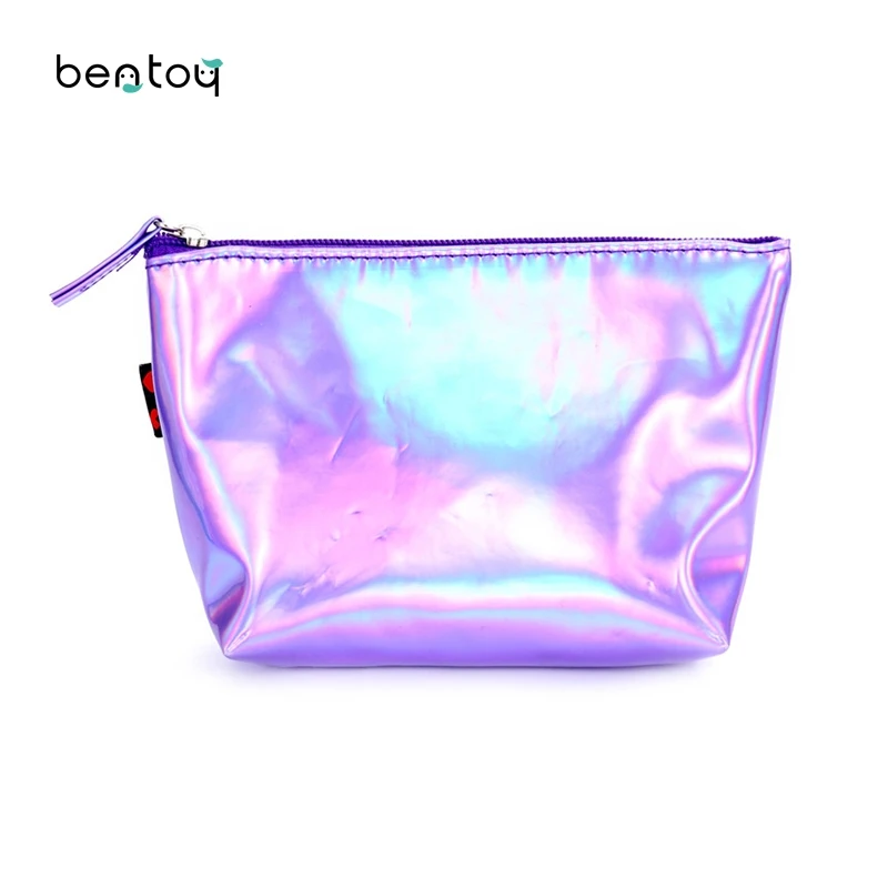 

New hologram women samll handbag heart zip coin purse fashion female purse leather makeup pouch shining mini clutch wallet