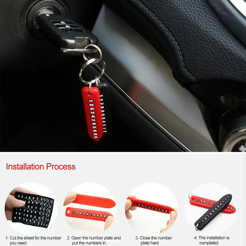 

Anti-lost Phone Number Plate Car Keychain Pendant Auto Vehicle Phone Number Card Keyring Key Chain Car Interior Decoration