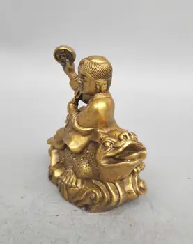 

China seiko carving pure liu hai sit golden toad small statue