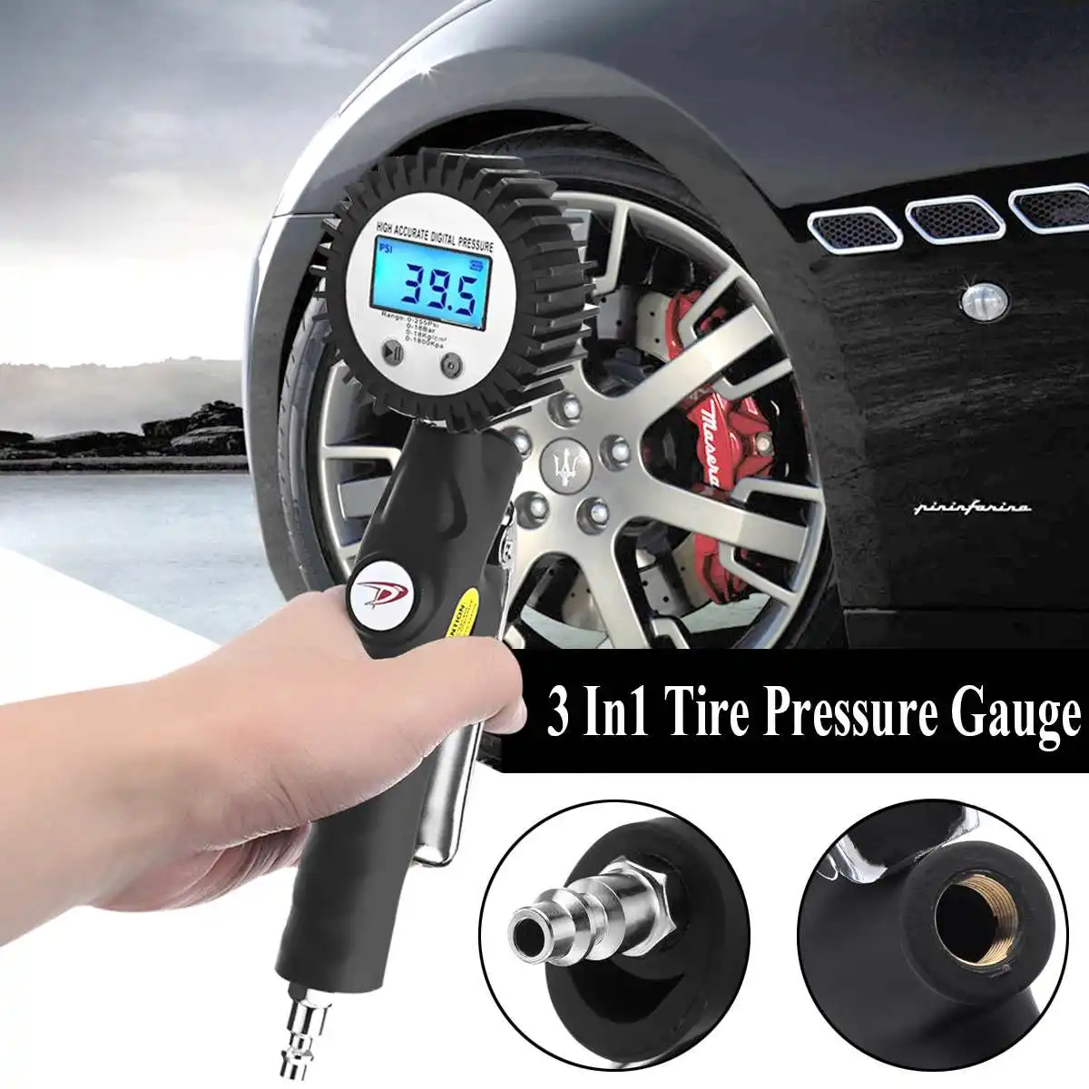 3 in 1 Heavy Digital Tire Inflator Tyre Pressure Gauges Tire Inflator Tool Car Motorcycle PSI