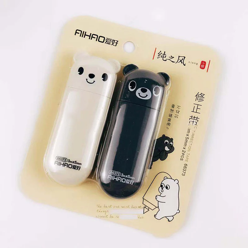 

2pcs/lot Cartoon Animal Correction Tape Lovely Bear School Writing Corrector Tools Girls Gifts Office School Stationery Supplies