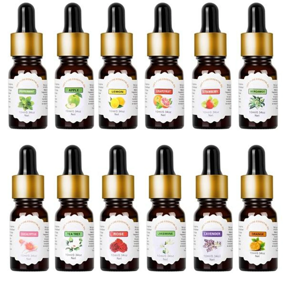 

1pc 10ml Aromatherapy Pure Essential Oil Water-Soluble Humidifier Oil With Dropper For Car Home Air Purifier Air Fresher