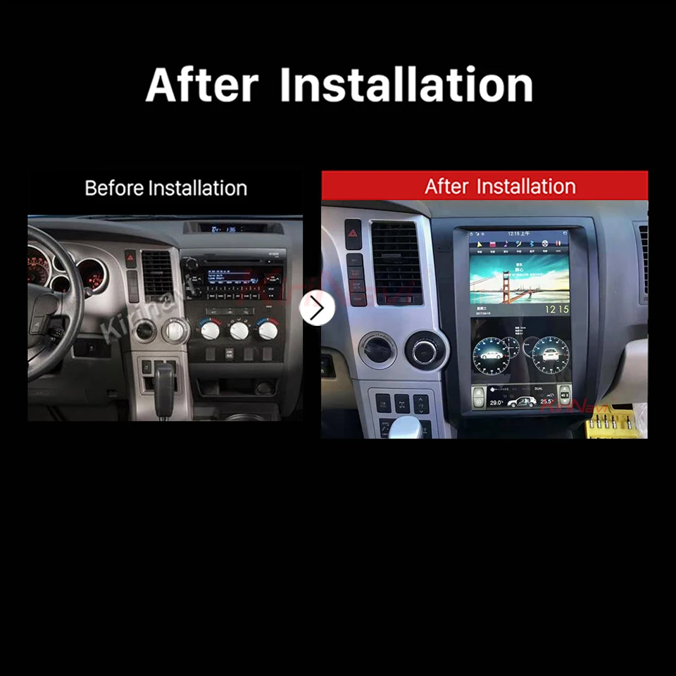 Perfect KiriNavi Vertical Screen Tesla Style Android 13.6 inch Touch Screen Car Radio For Toyota Tundra Android GPS Navigation 2007-2011 2