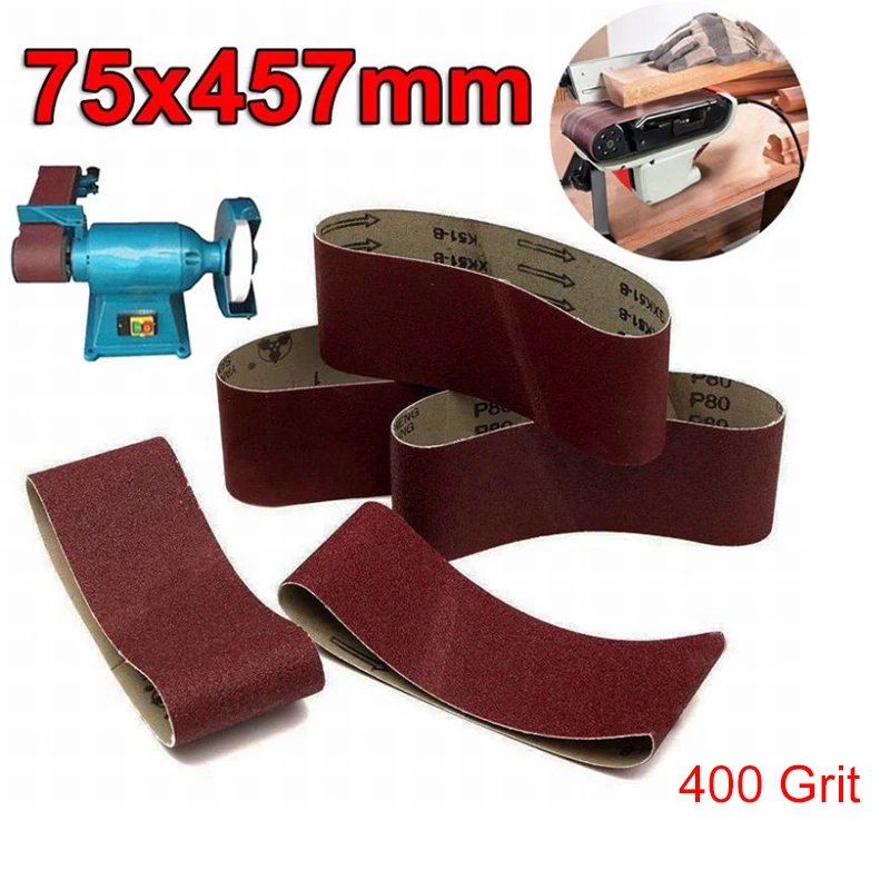 

240~1000 Grit 75x457mm Sanding Belts For Wood Metal Grinding Sander Tool 5x/set