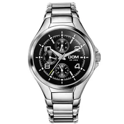 Dom мужской ремень кварцевые Дата светящаяся Multi-function Спортивные часы Бизнес серебряные часы Ms-376D-1M