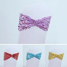 Золотой стул створки блесток событие банкет вечерние украшения для свадебных стульев эластичный Блестящий банты на стулья отельные принадлежности