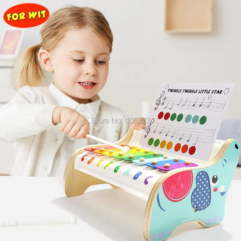 

Eight Tones Elephant Xylophone with 3 Music Score, Baby Musical Cognitive Enlightenment Toy,1-3 Year Child Percussion Instrument