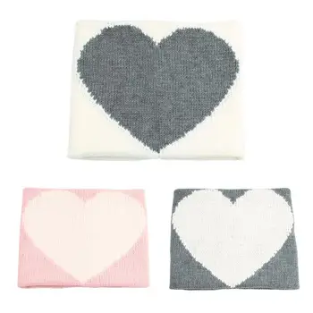 

Baby Knitted Heart Blanket Soft Newborn Swaddle Infant Bed Stroller Cover