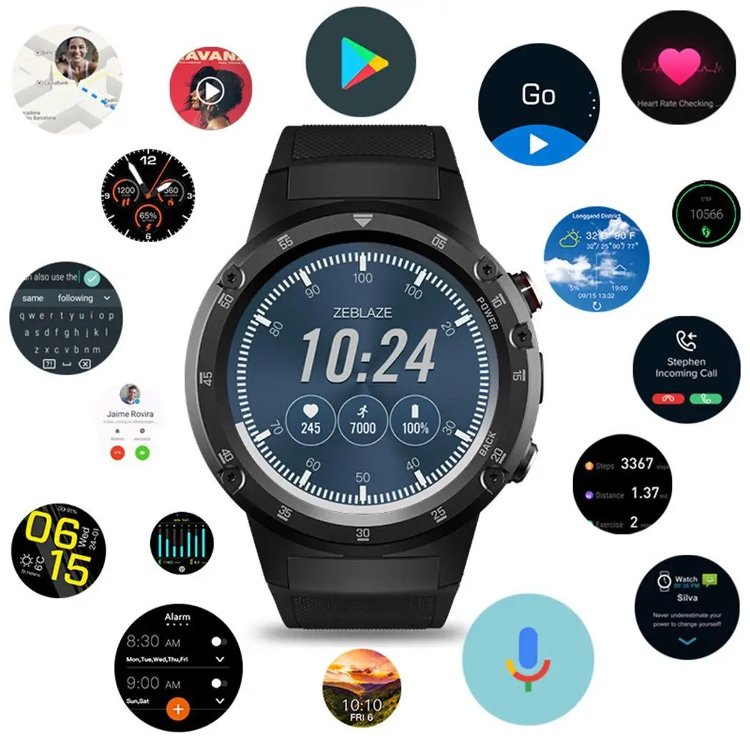 

1.4-inch Large Scree GPS Bluetooth 4.0 Android 7.1 Android / iOS Heart Rate Monitor Sports 16GB Smart Watch