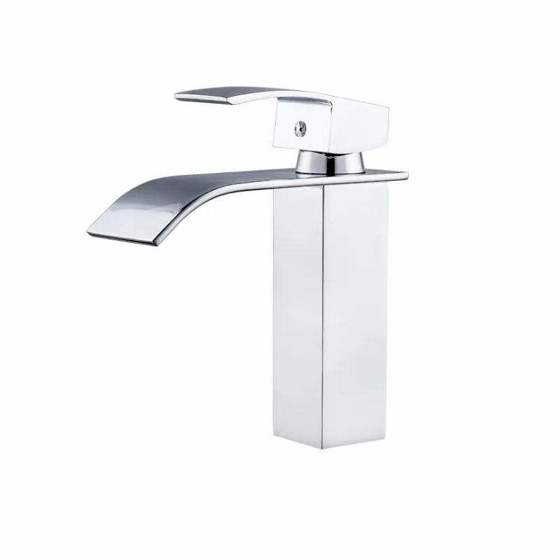 

New four-sided basin faucet wide mouth waterfall faucet bathroom basin hot and cold faucet