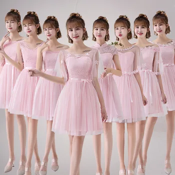 

New Bridesmaid Short Dresses Cute Tulle Appliques Graduation Skirts Wedding Party elegant Lace Gowns
