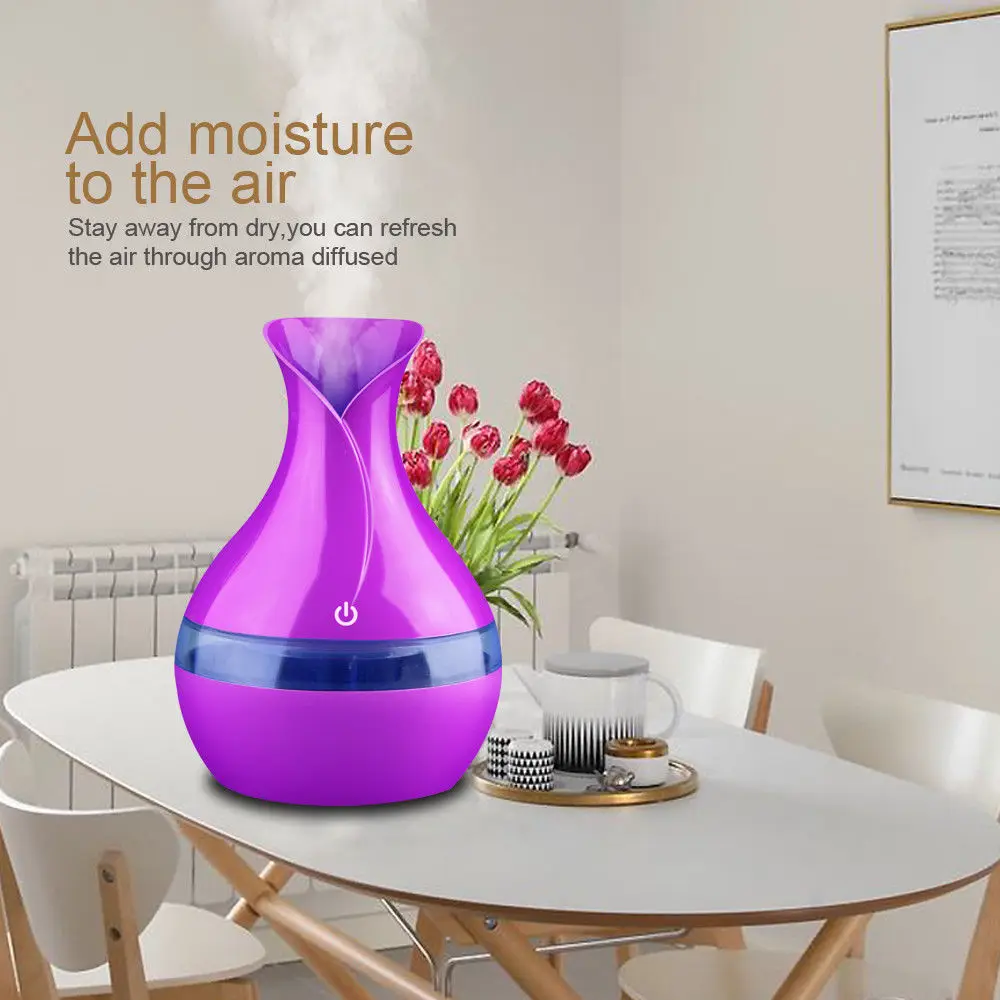 

USB Diffuser Cool Mist 300ML 7 Led Air Humidifier Purifier for Office/Home Essential Oil Diffuser Air Freshener 4 Colors