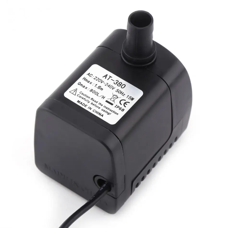 AC220V 240V 15 Вт 800л/ч черный ультра тихий погружной водяной насос аквариумный фонтан