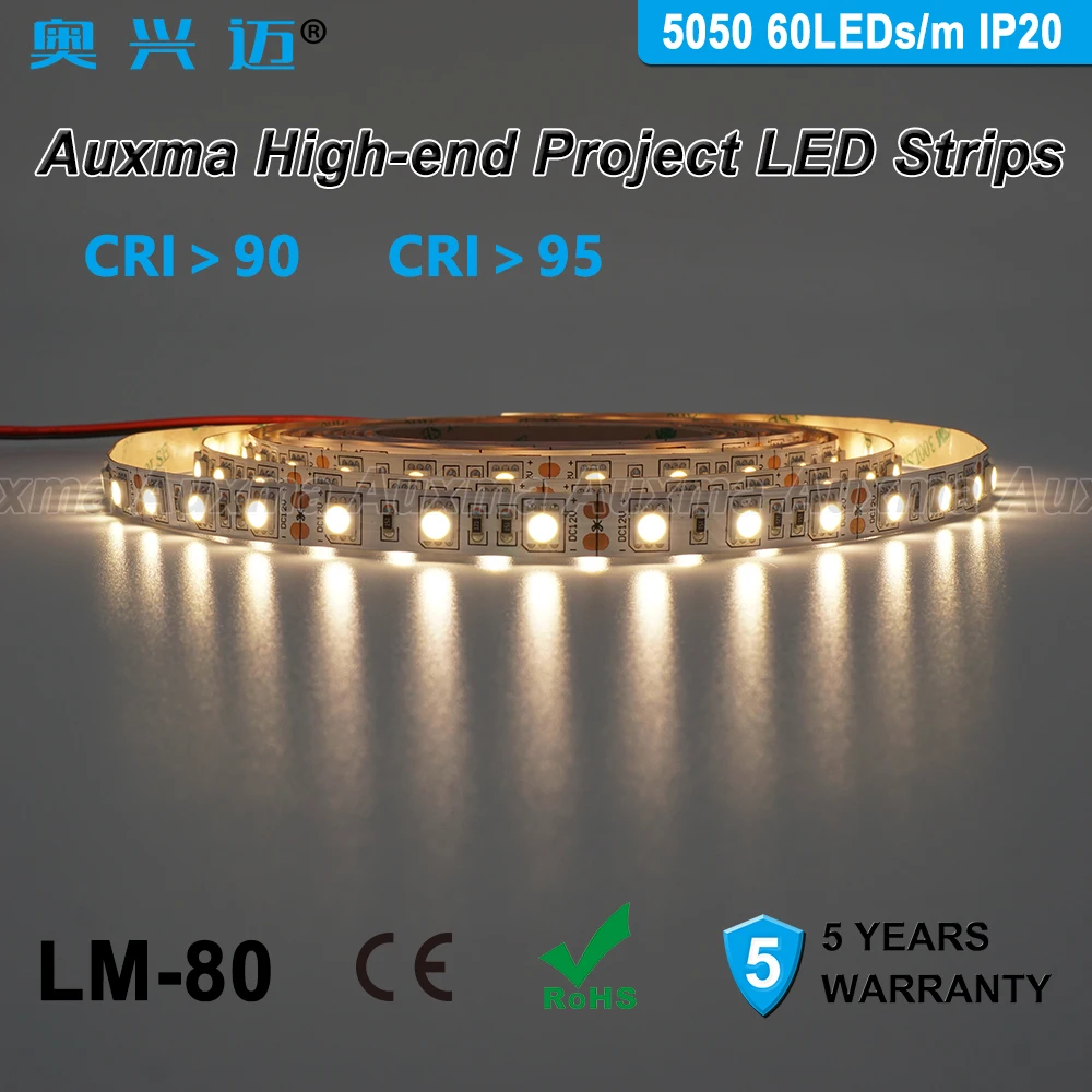 5050 60leds/м Светодиодные ленты CRI95 CRI90 IP20 DC12V/24 V 300 светодиодов/катушка 5