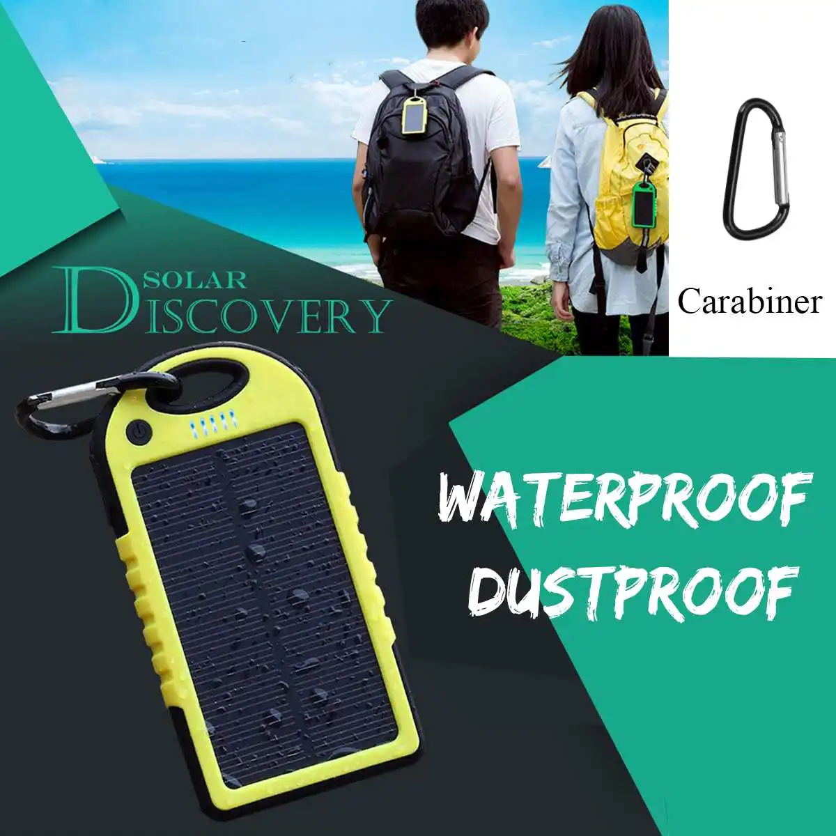 

LED Solar Panel Portable Waterproof Power Bank 12000mAh Dual USB Solar Battery Powerbank Portable Cell Phone Charger