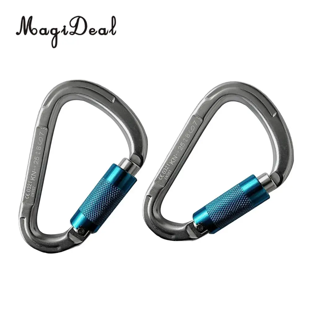 MagiDeal 2pcs Carabiner Clip Aluminum Screw D Ring Locking Carabiner