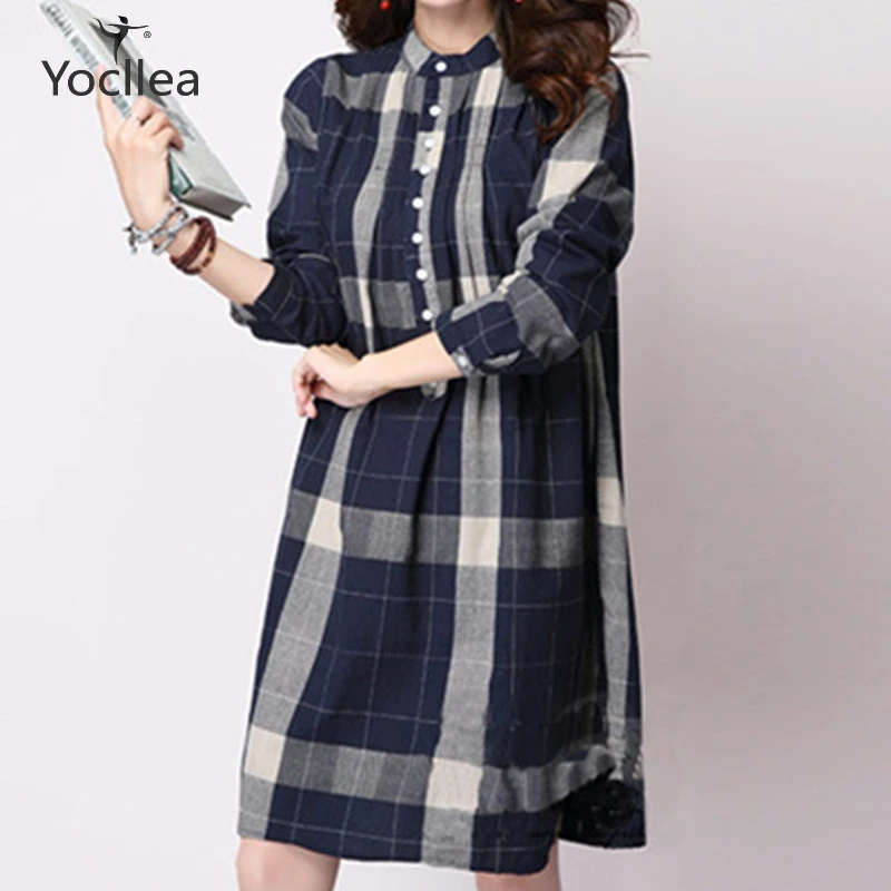 

New fashion Women Shirt Dress Lady Loose Vintage Blouse Tops female Long Sleeve Casual Beach Dress Vestidos
