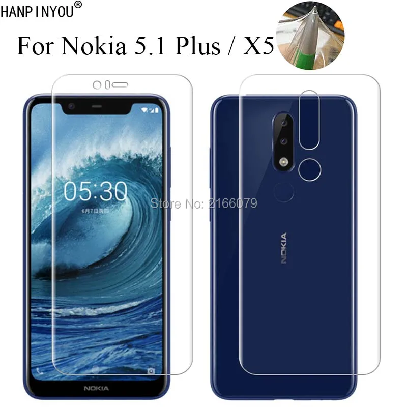 For Nokia 5.1 Plus 5.1Plus / X5 5.86&quot Soft TPU Front Back Full Cover Screen Protector Transparent Protective Film + Clean Tools |