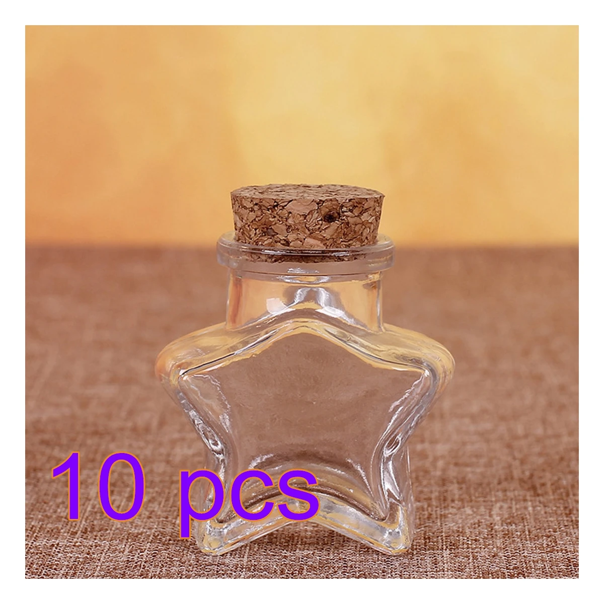 

10pcs 50ml Pentagram Shape Transparent Glass Bottle With Wooden Cork Diy Home Decoration Crafts Clear Glass Jars And Lids - S