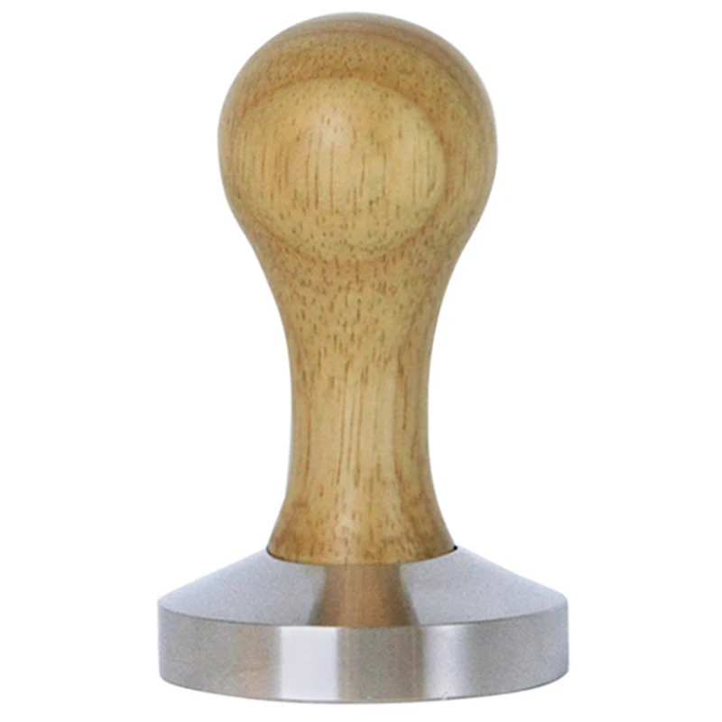 Wooden Handle Coffee Tampers 58Mm Stainless Steel Flat Base Beans Pressure Powder Hammer Cafe Barista Tool | Дом и сад