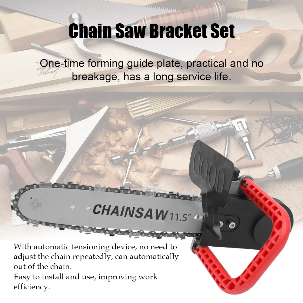 

11.5 Inch Chainsaw Refit Conversion Kit Bracket Set Change Angle Grinder Into Chain Saw Woodworking Tool + 10mm Connecting Rod