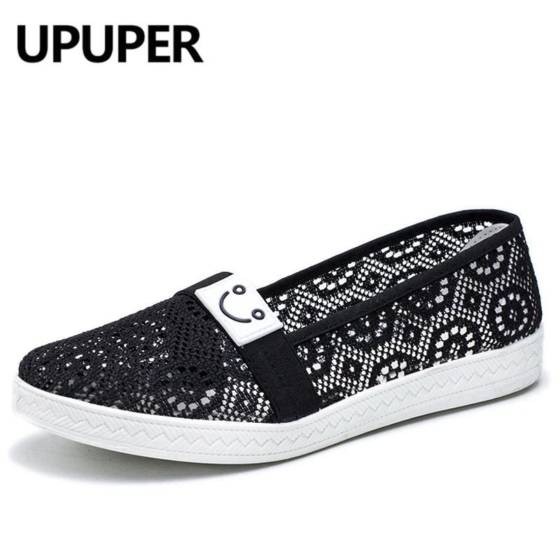 

UPUPER 2019 Summer Women's Shoes Breathable Lace Ladies Flats Shoes Woman Leisure Sneakers For Women Slip-on Loafers For Mom