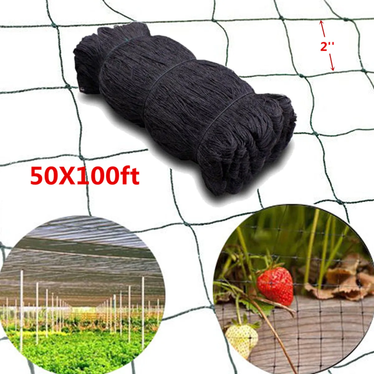 

15*30M Anti Bird Net Protect Planter Mesh 100'X50' Mosquito Bug Insect Net Hunting Barrier Garden Fish Netting 2" Mesh Hole
