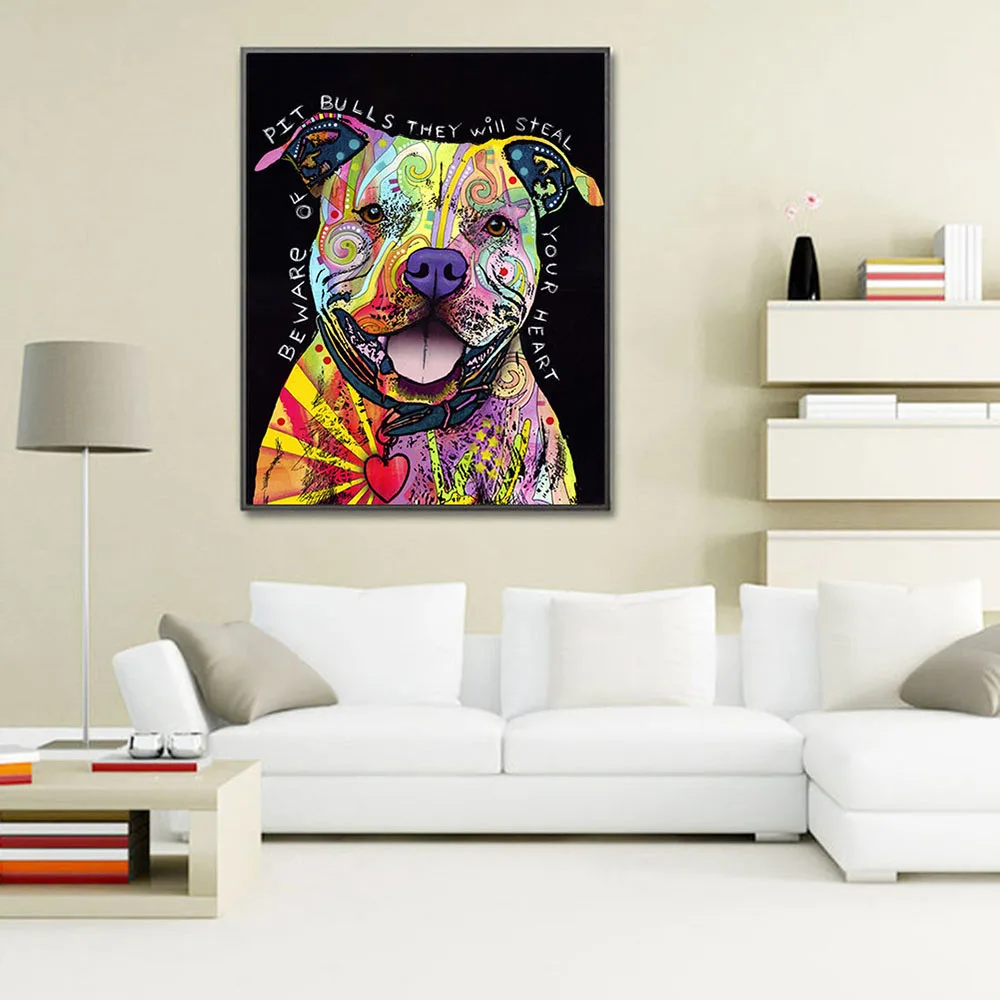 

DIY Diamond Painting Mosaic Cross Stitch Animal Colored Dog Full Round Diamond Embroidery Rhinestone Home Decor Handwork Gift