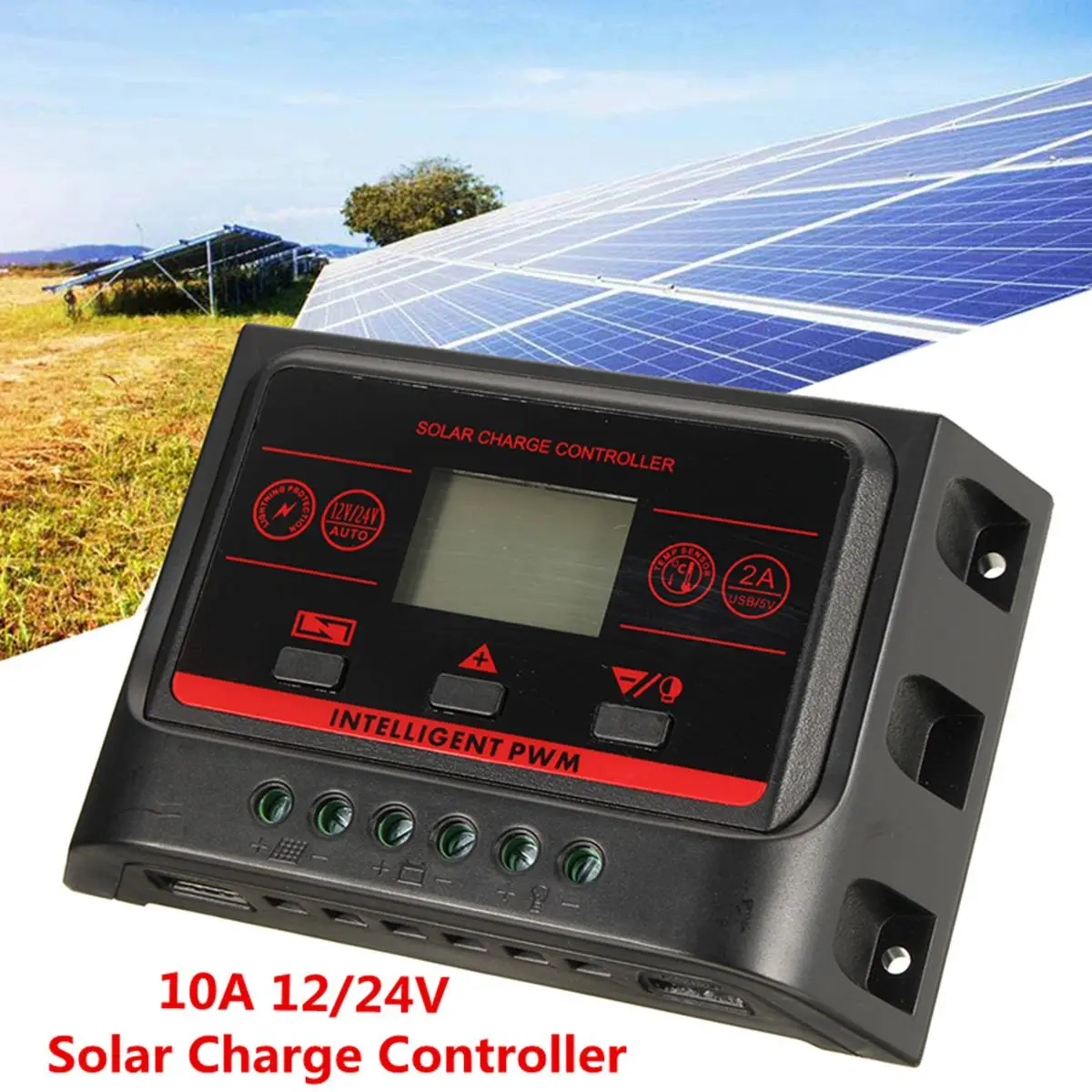 

12/24V 10A PWM LCD Dual USB Solar Panel Controller Automatic Battery Regulator Charge Backlit Solar Street Light Controller