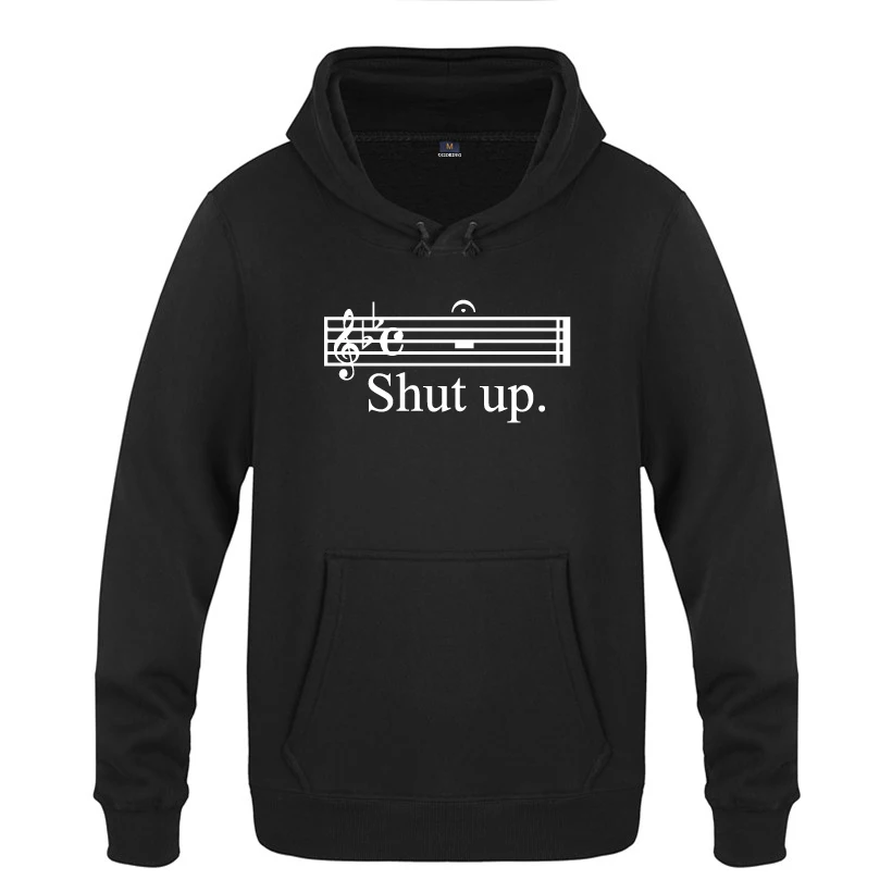 

Music Shut Up Novelty Creative Hoodies Men 2018 Men's Pullover Fleece Hooded Sweatshirts