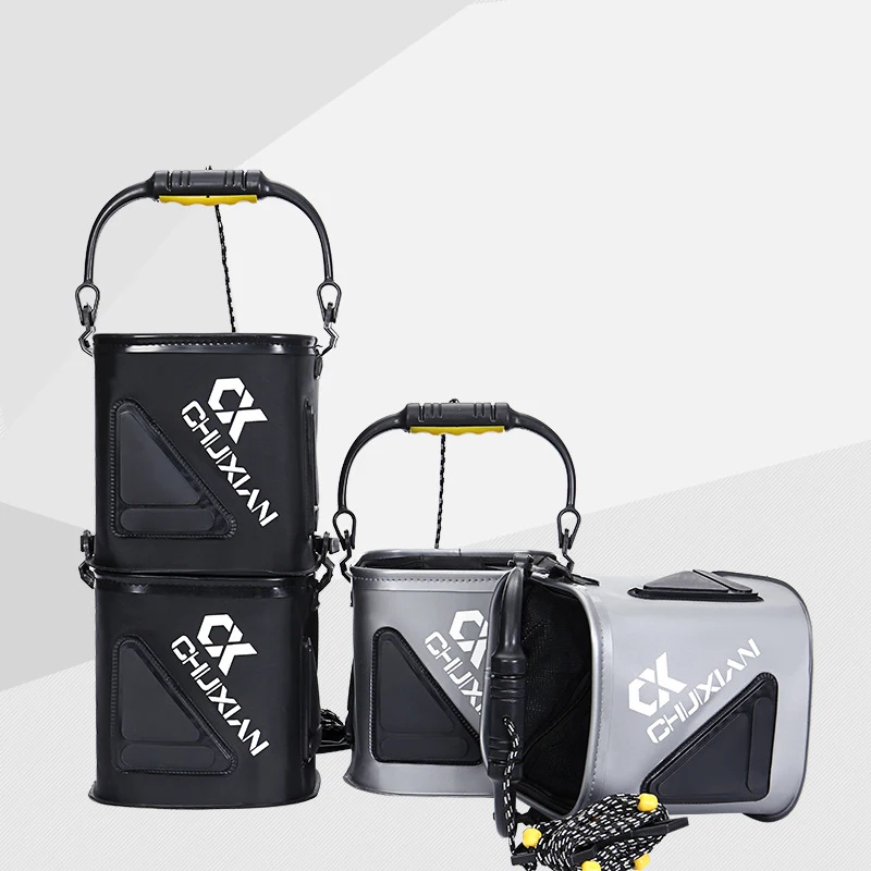 

Rowsfire New Fishing Water Pail Storage Box Large Container Folding Collapsible Carp Bucket Support String Tackle Fishing Tools