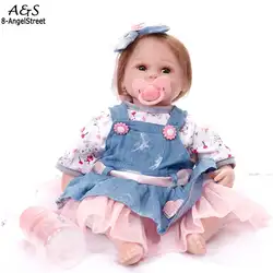 Детская мода милые мягкие силиконовые реалистичные девушка младенческой куклы женский 0,81 кг дома, Спальня Детские 3 + игрушка подарок 42 см