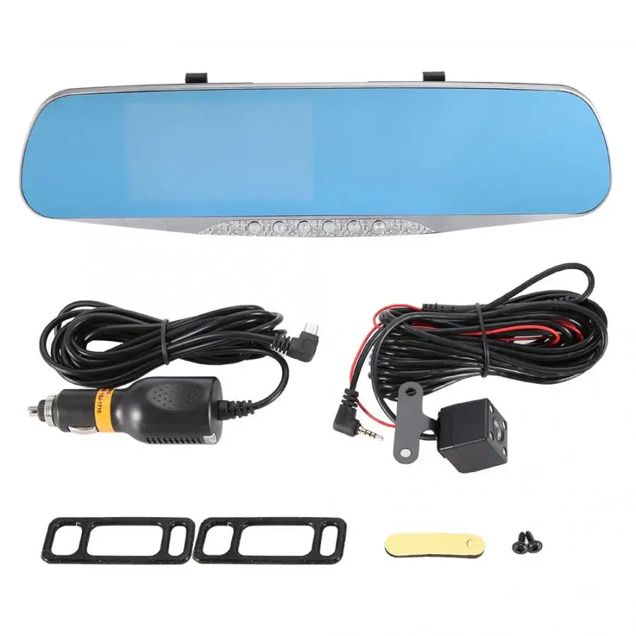 car camera recorder 4.3inch 1080P Car DVR Video Recorder Camera  Driving Recorder  Rearview Mirror Dual Lens oto aksesuar