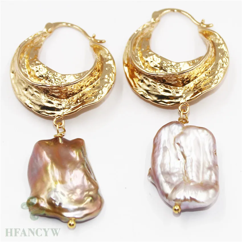

13-16mm Pink Baroque Pearl Earrings Ear Stud Luxury Jewelry Wedding TwoPin Aurora Women Natural Party AAA Cultured Flawless