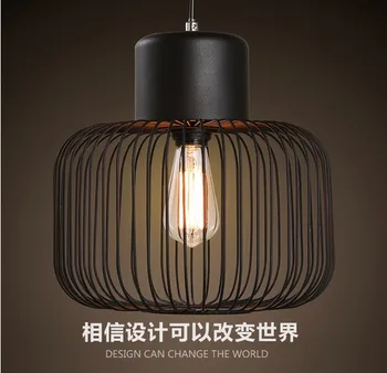 

Loft Style Iron Cage Vintage Pendant Light Fixtures Edison Industrial Lamp for Dining Room Hanging Droplight Indoor Lighting
