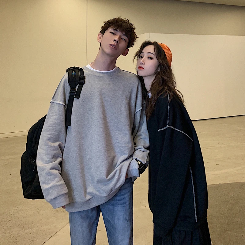 

Men's Sweatshirt2019 Spring New Round Neck Loose Pullover Sleeve Stitching No Cap Sweatshirt Personality Youth Casual Men's Wear
