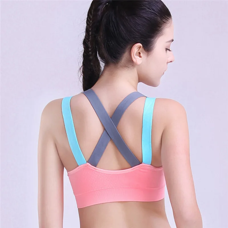

Sports Bra Full Cup Breathable Top Shockproof Cross Back Push Up Workout Bra For Women Gym Running Jogging Yoga Fitness Bra