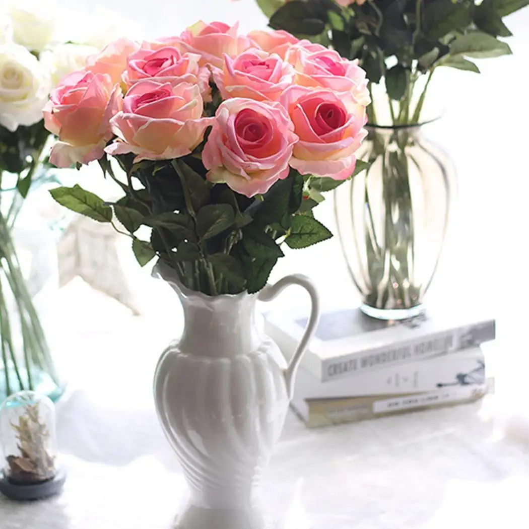 

Rose Artificial Flowers 1 Pc Simulation Flower Fake Flowers Home Wedding Party Valentine's Day Decoration flores artificiales