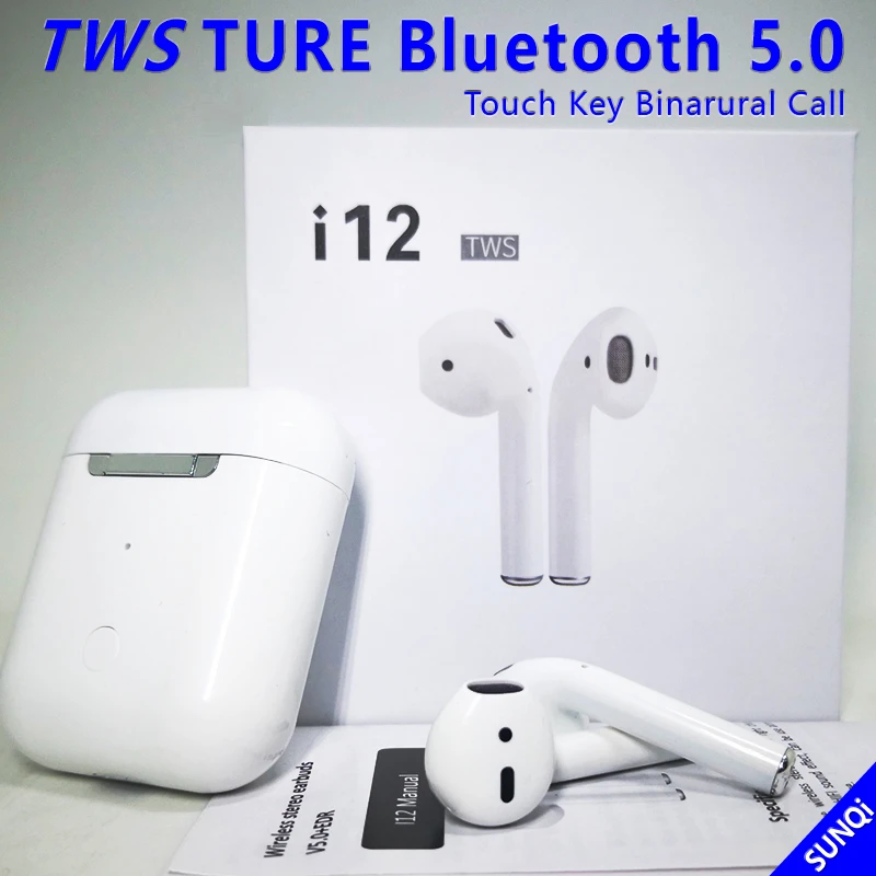 

SUNQi i12 TWS Mini wrieless Bluetooth 5.0 Earphone 3D Stereo Sound True Wireless Touch Earbuds Ear pod Binaural call Earphones
