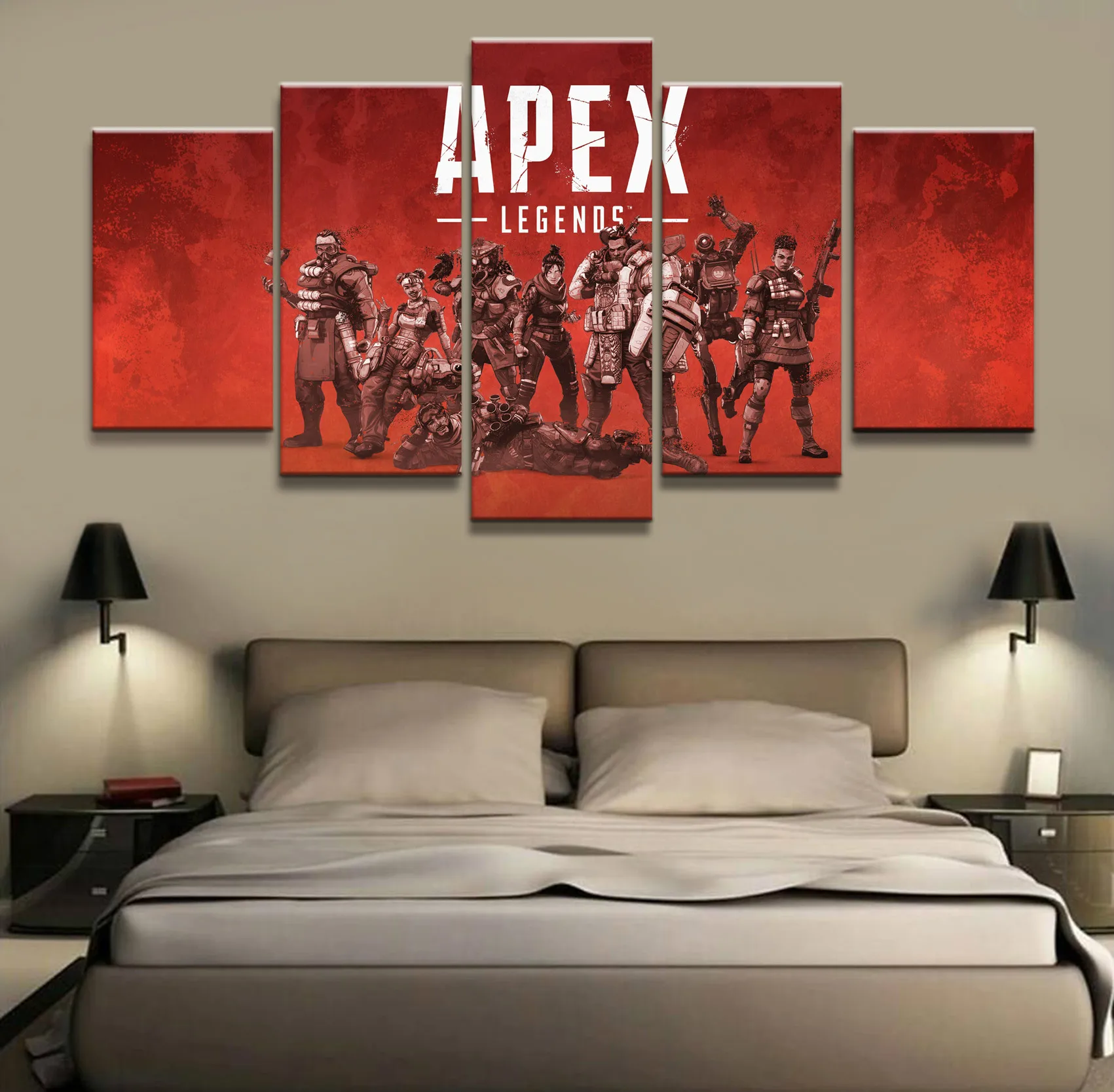 

5 Piece Cartoon Pictures Artwork Apex Legends Game Poster Paintings Canvas Art for Home Decor Wall Art