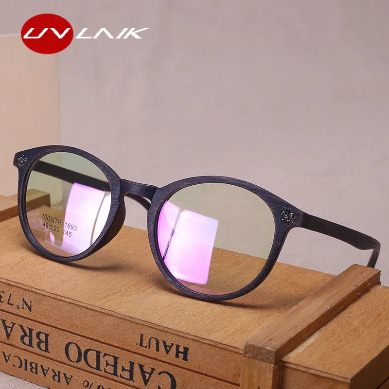 

UVLAIK Transparent Round Glasses Frame Men Women Vintage TR90 Ultralight Eyeglasses for Ladies Leopard Eye Glasses Frames Unisex