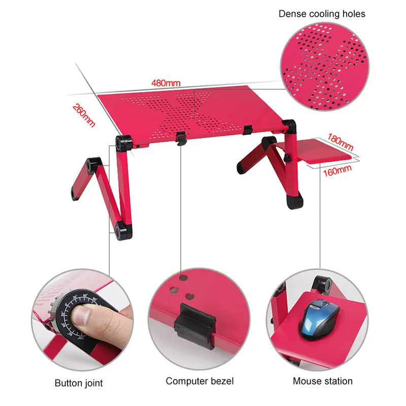 1 قطعة منضدة للسرير المحمولة منفس الوقوف مكاتب الكمبيوتر PC للطي مكتب الجدول الدفتري المحمول اللفة قابل للتعديل طوي