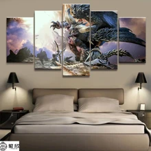 Домашний декор модульная Картина на холсте 5 шт. Nergigante Monster Hunter игра картина плакат настенная для дома Картина на холсте