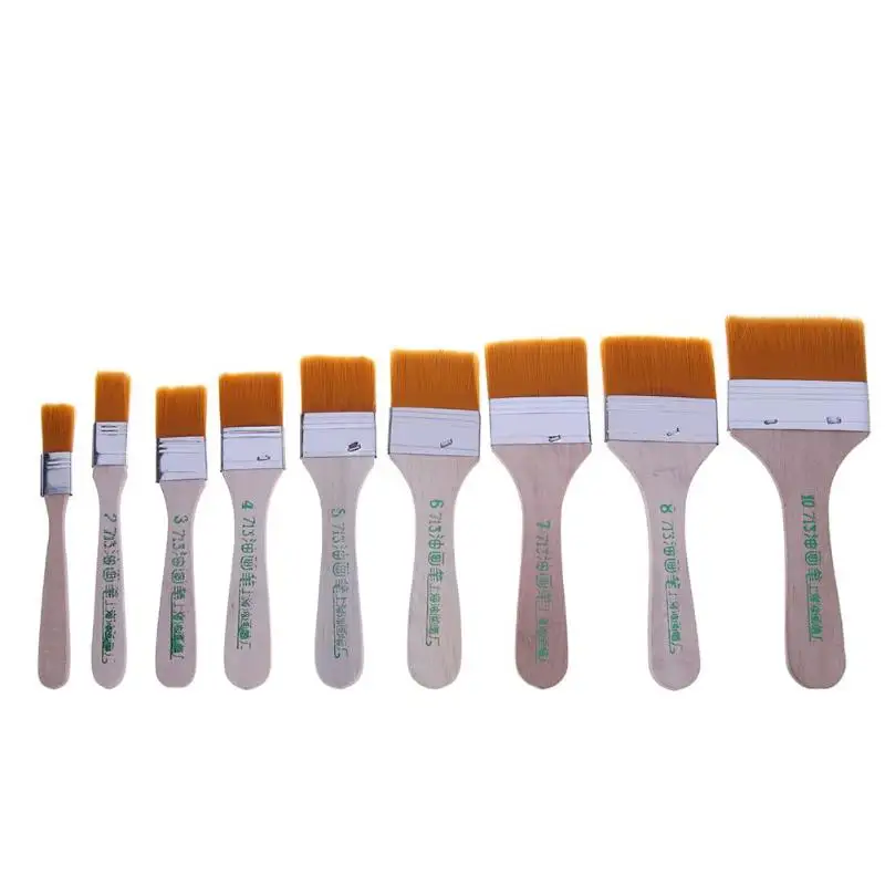 9Pcs/set Artist Paint Brushes Wooden Handle Cleaning Brush Varnish