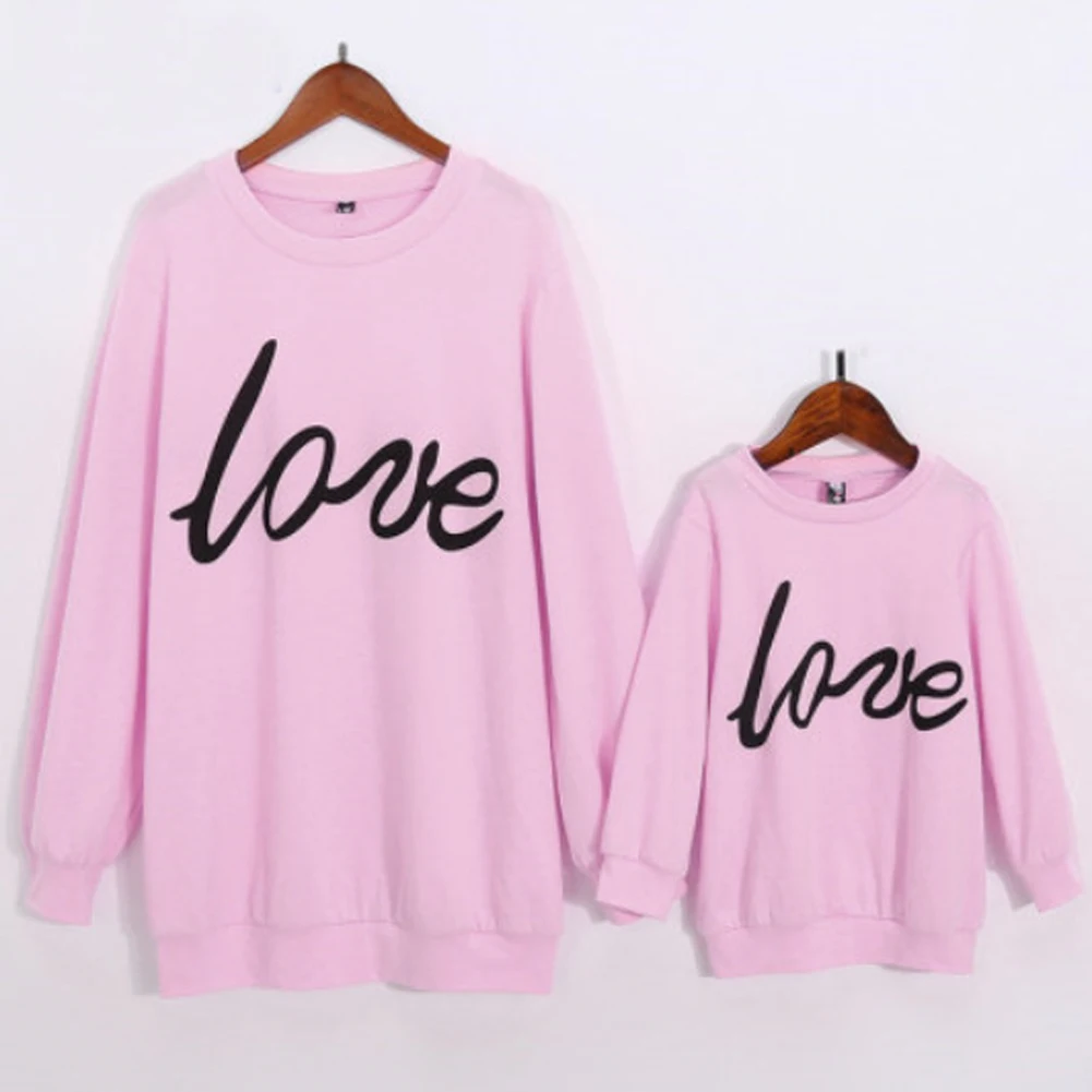 

2018 New Family Love Clothes Mother Women Girls Mum Top Sweatshirt Long Sleeve Thick Warm Top Autumn Winter