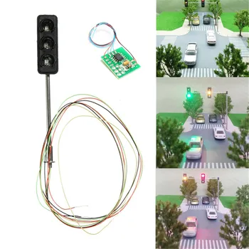 

1Set Traffic Light Signal HO OO Scale LED Model Architecture Train Railroad Crossing Walk Street + Circuit Board