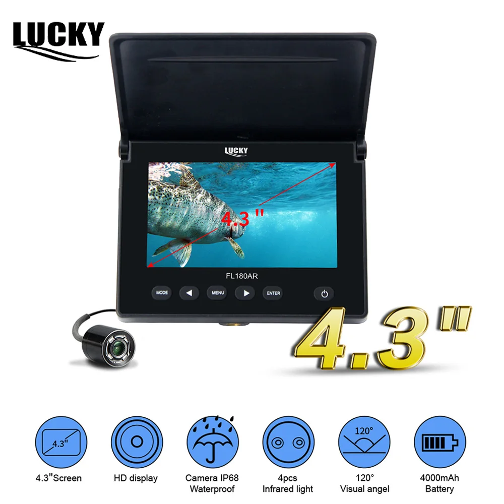 

LUCKY Fish Finder Underwater Ice Fishing Video Camera Kit 16G SD Card LCD Monitor Fishfinder 4.3" B5