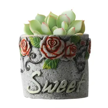 

Rose European Cement Concrete Flower Pot Silicone Mold Decoration Vintage Succulent Flower Pot
