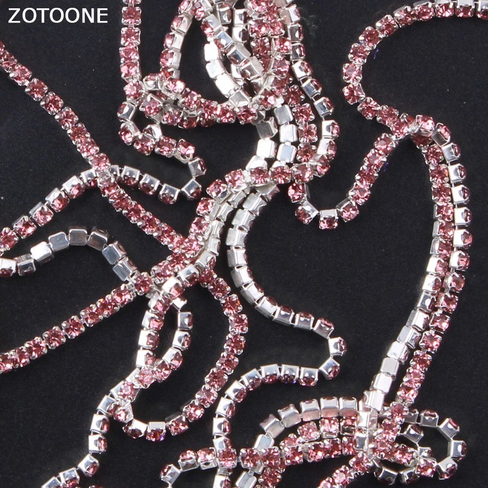 ZOTOONE 1 ярд SS6 светильник-розовая стразы s-цепь аппликация из страз DIY кристаллы